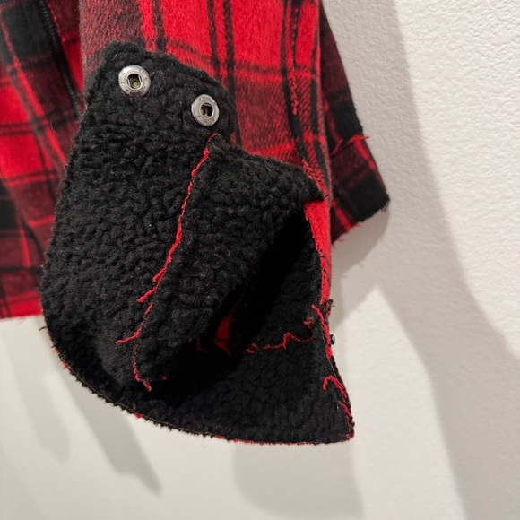 Jessica Simpson Plaid Buffalo Check Jacket Sz 2X Fleetwood Sherpa Moto Red Black - Picture 10 of 14